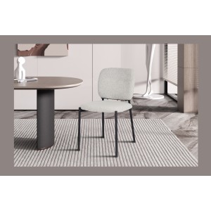 Lot de 2 chaises LYVORA – Tissu beige – Pieds métal – Confort épuré – Design compact et élégant 