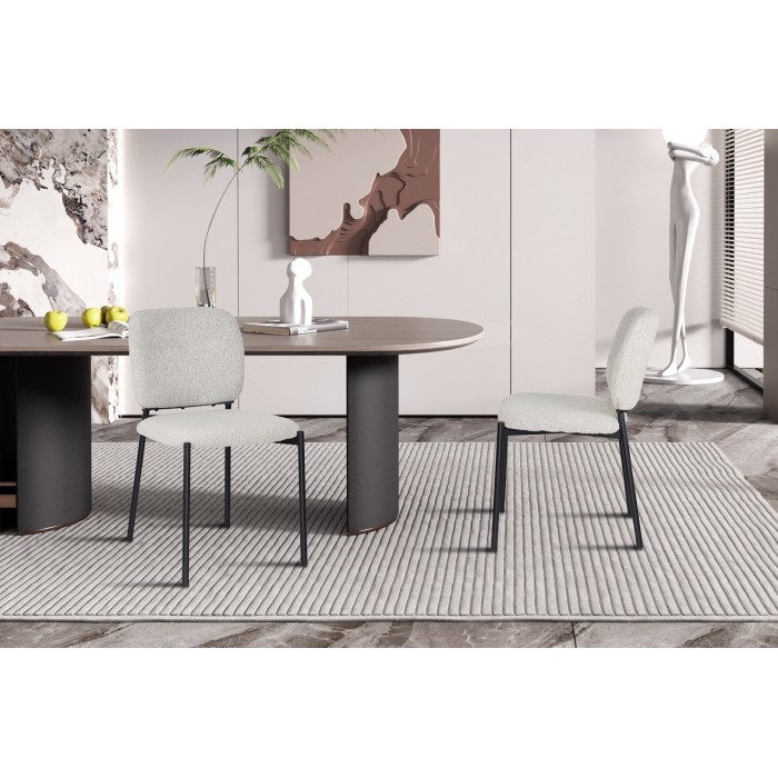 Lot de 2 chaises LYVORA – Tissu beige – Pieds métal – Confort épuré – Design compact et élégant 
