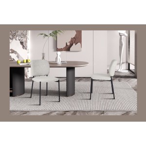 Lot de 2 chaises LYVORA – Tissu beige – Pieds métal – Confort épuré – Design compact et élégant 