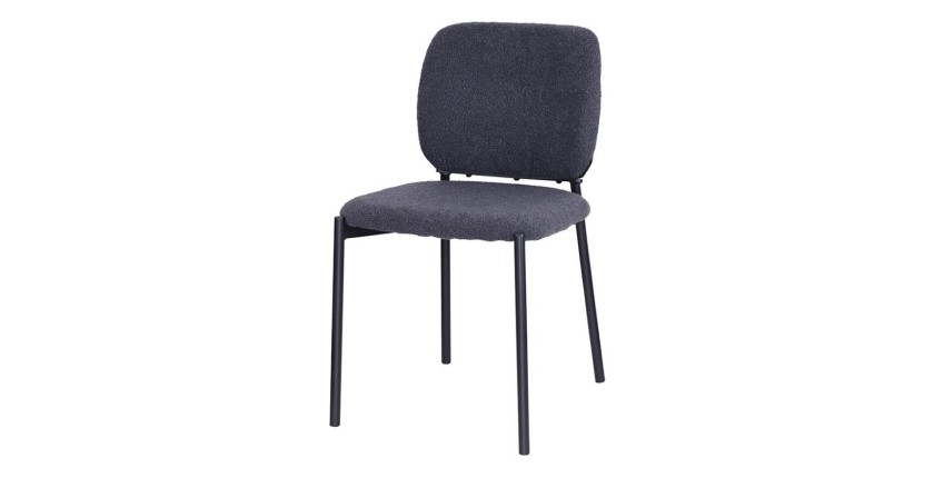 Lot de 2 chaises LYVORA – Tissu gris foncé – Design compact – Pieds métal – Élégance sobre et moderne 