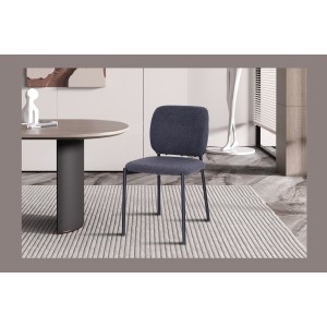 Lot de 2 chaises LYVORA – Tissu gris foncé – Design compact – Pieds métal – Élégance sobre et moderne 