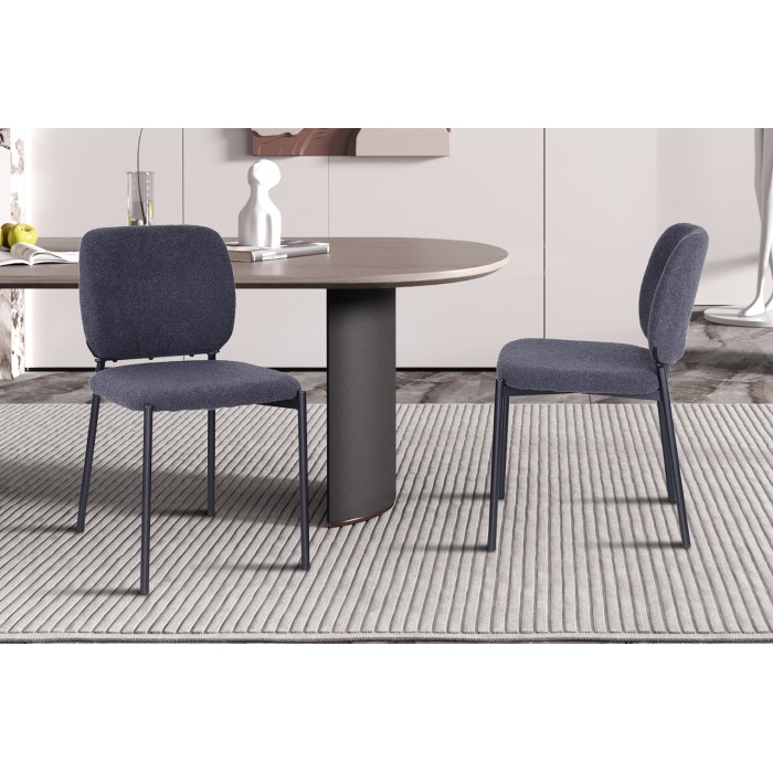 Lot de 2 chaises LYVORA – Tissu gris foncé – Design compact – Pieds métal – Élégance sobre et moderne 