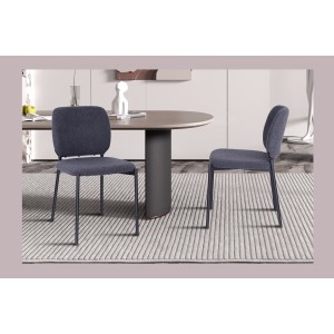 Lot de 2 chaises LYVORA – Tissu gris foncé – Design compact – Pieds métal – Élégance sobre et moderne 