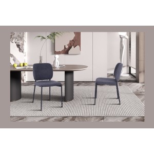 Lot de 2 chaises LYVORA – Tissu gris foncé – Design compact – Pieds métal – Élégance sobre et moderne 