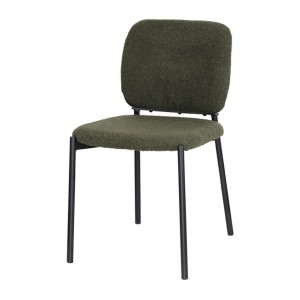Lot de 2 chaises LYVORA – Tissu vert – Pieds métal – Design compact – Élégance naturelle et moderne 