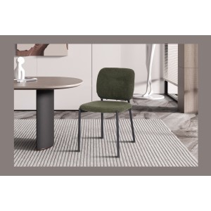 Lot de 2 chaises LYVORA – Tissu vert – Pieds métal – Design compact – Élégance naturelle et moderne 