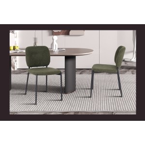 Lot de 2 chaises LYVORA – Tissu vert – Pieds métal – Design compact – Élégance naturelle et moderne 