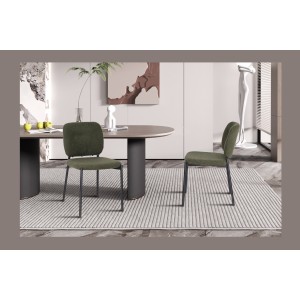 Lot de 2 chaises LYVORA – Tissu vert – Pieds métal – Design compact – Élégance naturelle et moderne 