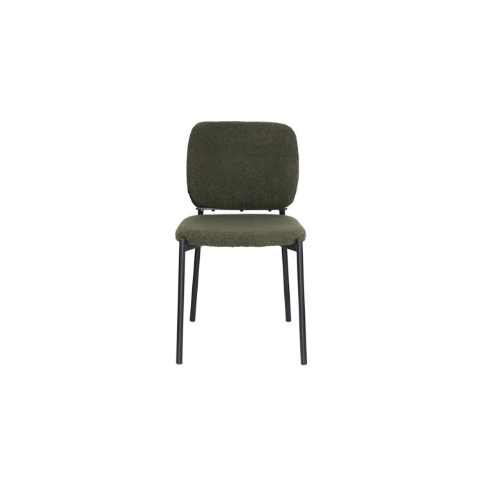 Lot de 2 chaises LYVORA – Tissu vert – Pieds métal – Design compact – Élégance naturelle et moderne 