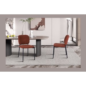 Lot de 2 chaises LYVORA – Tissu rouille – Pieds métal – Design compact – Touche chaleureuse et tendance 