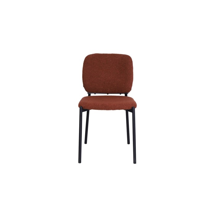 Lot de 2 chaises LYVORA – Tissu rouille – Pieds métal – Design compact – Touche chaleureuse et tendance 