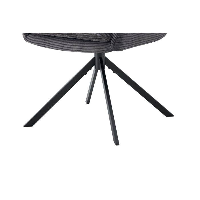 Lot de 2 fauteuils KAVIRA – Velours côtelé gris – Pieds métal – Avec accoudoirs – Design cocooning et élégant 