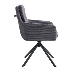 Lot de 2 fauteuils KAVIRA – Velours côtelé gris – Pieds métal – Avec accoudoirs – Design cocooning et élégant 