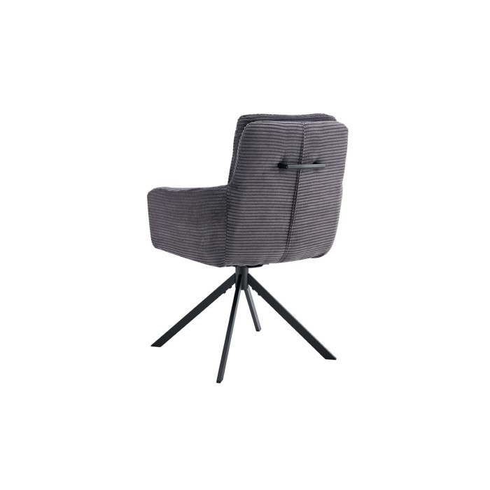 Lot de 2 fauteuils KAVIRA – Velours côtelé gris – Pieds métal – Avec accoudoirs – Design cocooning et élégant 