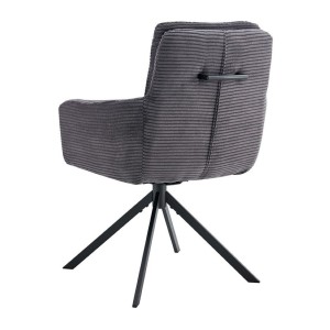 Lot de 2 fauteuils KAVIRA – Velours côtelé gris – Pieds métal – Avec accoudoirs – Design cocooning et élégant 
