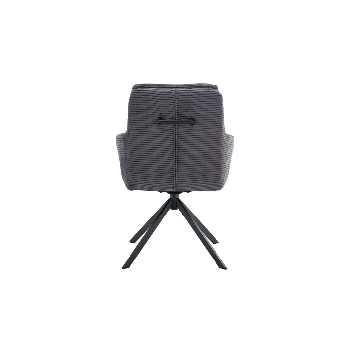 Lot de 2 fauteuils KAVIRA – Velours côtelé gris – Pieds métal – Avec accoudoirs – Design cocooning et élégant 