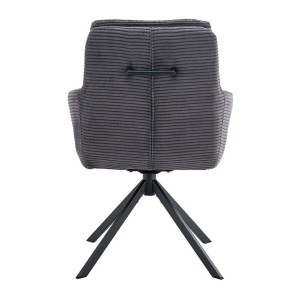 Lot de 2 fauteuils KAVIRA – Velours côtelé gris – Pieds métal – Avec accoudoirs – Design cocooning et élégant 