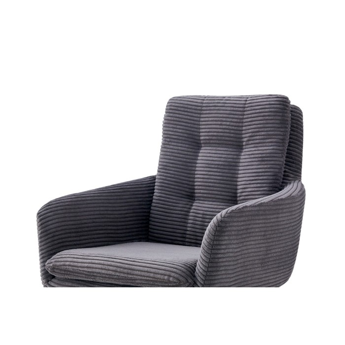 Lot de 2 fauteuils KAVIRA – Velours côtelé gris – Pieds métal – Avec accoudoirs – Design cocooning et élégant 