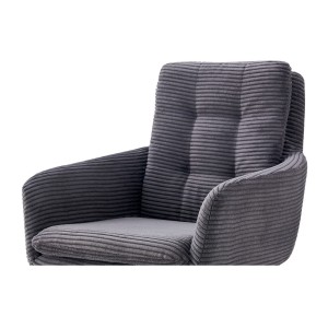 Lot de 2 fauteuils KAVIRA – Velours côtelé gris – Pieds métal – Avec accoudoirs – Design cocooning et élégant 