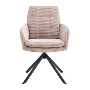 Lot de 2 fauteuils KAVIRA – Velours côtelé sable – Pieds métal – Avec accoudoirs – Design chaleureux et moderne 