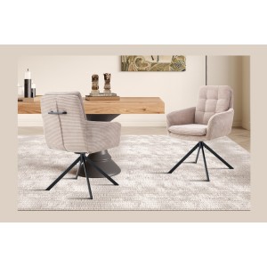 Lot de 2 fauteuils KAVIRA – Velours côtelé sable – Pieds métal – Avec accoudoirs – Design chaleureux et moderne 