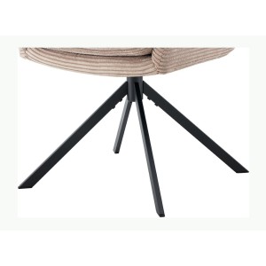 Lot de 2 fauteuils KAVIRA – Velours côtelé sable – Pieds métal – Avec accoudoirs – Design chaleureux et moderne 