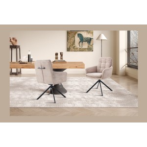 Lot de 2 fauteuils KAVIRA – Velours côtelé sable – Pieds métal – Avec accoudoirs – Design chaleureux et moderne 