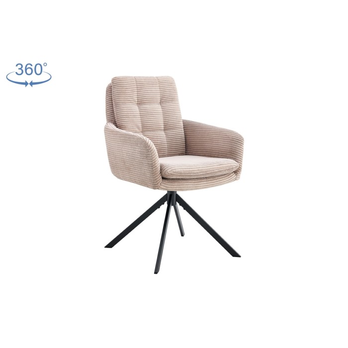 Lot de 2 fauteuils KAVIRA – Velours côtelé sable – Pieds métal – Avec accoudoirs – Design chaleureux et moderne 