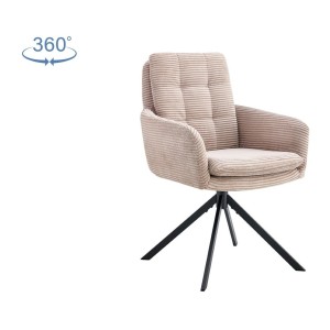 Lot de 2 fauteuils KAVIRA – Velours côtelé sable – Pieds métal – Avec accoudoirs – Design chaleureux et moderne 