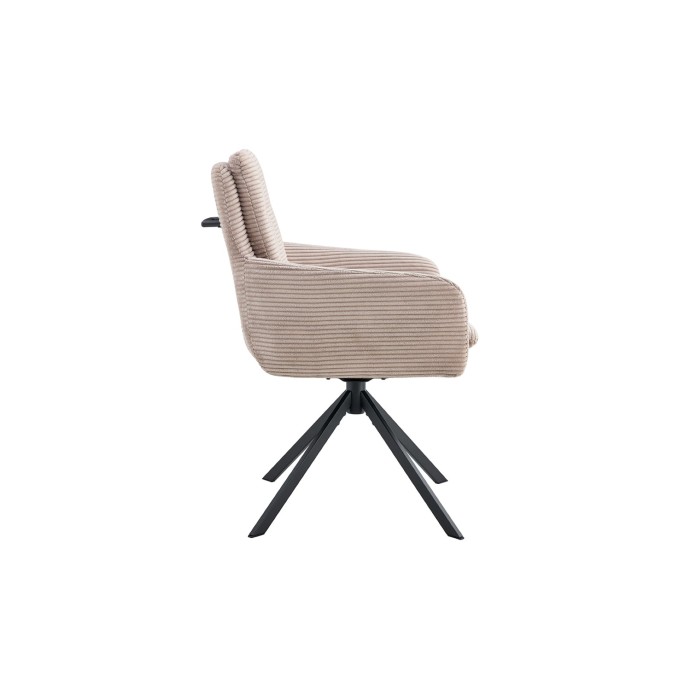 Lot de 2 fauteuils KAVIRA – Velours côtelé sable – Pieds métal – Avec accoudoirs – Design chaleureux et moderne 