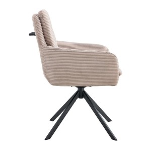 Lot de 2 fauteuils KAVIRA – Velours côtelé sable – Pieds métal – Avec accoudoirs – Design chaleureux et moderne 