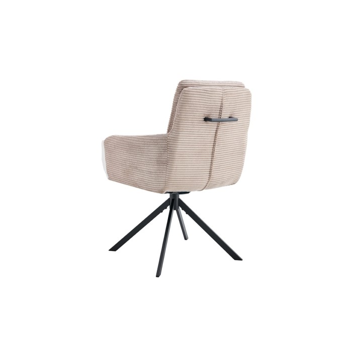 Lot de 2 fauteuils KAVIRA – Velours côtelé sable – Pieds métal – Avec accoudoirs – Design chaleureux et moderne 