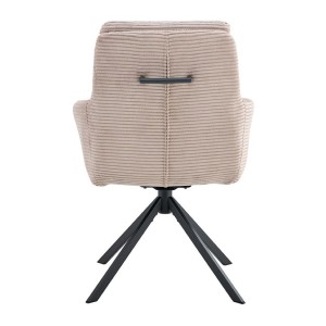 Lot de 2 fauteuils KAVIRA – Velours côtelé sable – Pieds métal – Avec accoudoirs – Design chaleureux et moderne 