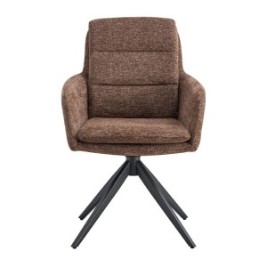 Lot de 2 fauteuils KAVINA – Tissu brun – Pieds métal – Avec accoudoirs – Design chaleureux et intemporel 