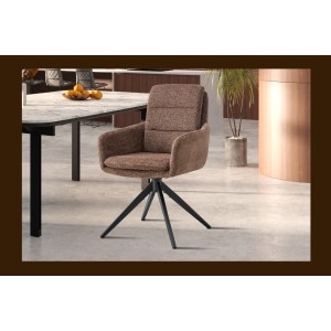 Lot de 2 fauteuils KAVINA – Tissu brun – Pieds métal – Avec accoudoirs – Design chaleureux et intemporel 