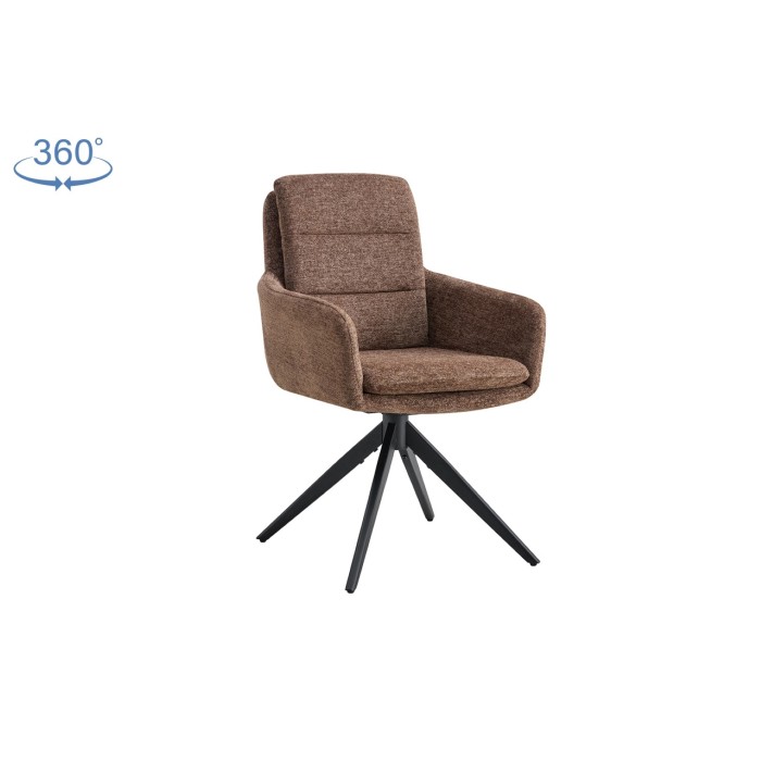 Lot de 2 fauteuils KAVINA – Tissu brun – Pieds métal – Avec accoudoirs – Design chaleureux et intemporel 