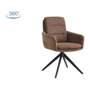 Lot de 2 fauteuils KAVINA – Tissu brun – Pieds métal – Avec accoudoirs – Design chaleureux et intemporel 