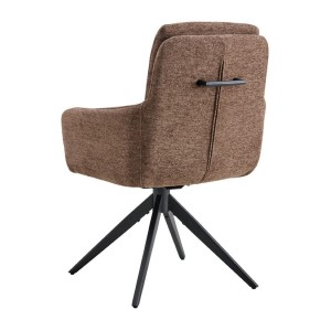 Lot de 2 fauteuils KAVINA – Tissu brun – Pieds métal – Avec accoudoirs – Design chaleureux et intemporel 