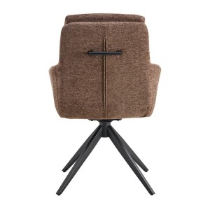 Lot de 2 fauteuils KAVINA – Tissu brun – Pieds métal – Avec accoudoirs – Design chaleureux et intemporel 