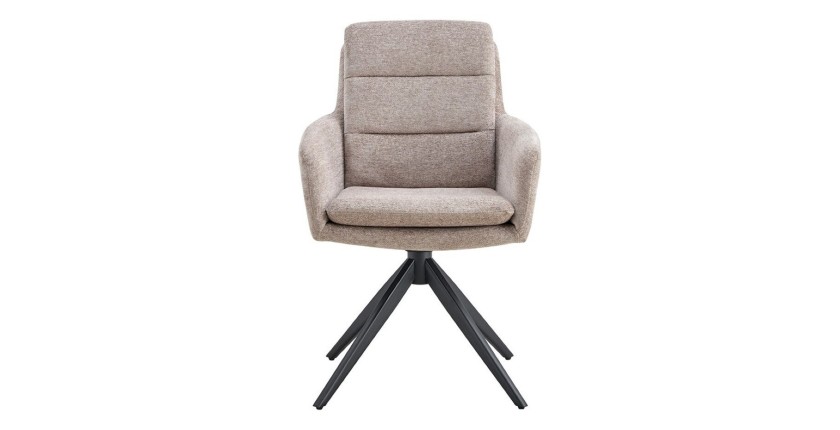 Lot de 2 fauteuils KAVINA – Tissu sable – Pieds métal – Avec accoudoirs – Confort moderne et naturel 