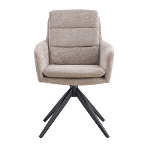 Lot de 2 fauteuils KAVINA – Tissu sable – Pieds métal – Avec accoudoirs – Confort moderne et naturel 