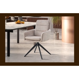 Lot de 2 fauteuils KAVINA – Tissu sable – Pieds métal – Avec accoudoirs – Confort moderne et naturel 