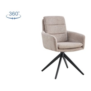 Lot de 2 fauteuils KAVINA – Tissu sable – Pieds métal – Avec accoudoirs – Confort moderne et naturel 