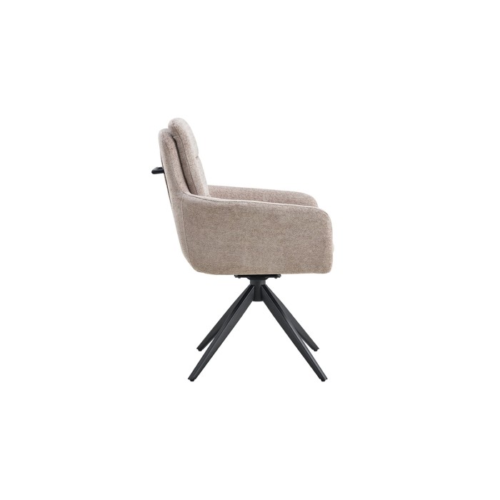 Lot de 2 fauteuils KAVINA – Tissu sable – Pieds métal – Avec accoudoirs – Confort moderne et naturel 