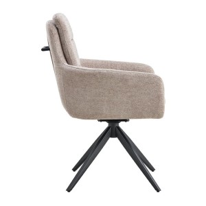 Lot de 2 fauteuils KAVINA – Tissu sable – Pieds métal – Avec accoudoirs – Confort moderne et naturel 