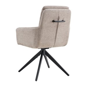 Lot de 2 fauteuils KAVINA – Tissu sable – Pieds métal – Avec accoudoirs – Confort moderne et naturel 