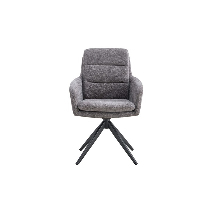 Lot de 2 fauteuils KAVINA – Tissu gris foncé – Pieds métal – Avec accoudoirs – Design élégant et enveloppant 