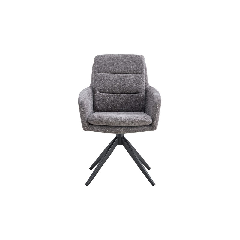 Lot de 2 fauteuils KAVINA – Tissu gris foncé – Pieds métal – Avec accoudoirs – Design élégant et enveloppant 