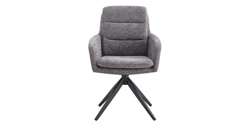 Lot de 2 fauteuils KAVINA – Tissu gris foncé – Pieds métal – Avec accoudoirs – Design élégant et enveloppant 