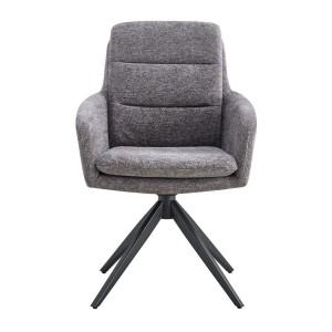 Lot de 2 fauteuils KAVINA – Tissu gris foncé – Pieds métal – Avec accoudoirs – Design élégant et enveloppant 